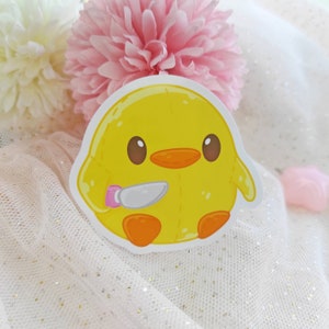 Sticker Duck / Chick With Knife meme pato pollo con cuchillo vinyl sticker Galen.Draws