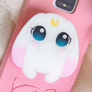 うさぎのムーニーかわいいスマホホルダー、おしゃれなスマホチャーム、かわいいスマホグリップ Galen.Draws