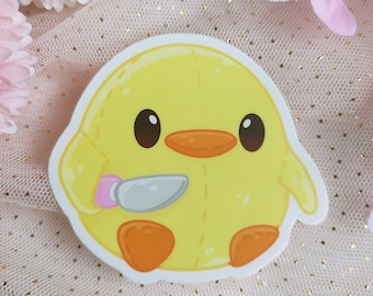 Sticker Duck / Chick With Knife meme pato pollo con cuchillo vinyl sticker Galen.Draws