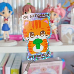 Adesivo "Non sono carota, sono broccolo tempesta", adesivo in vinile glitterato onice e galencaixe kawaii
