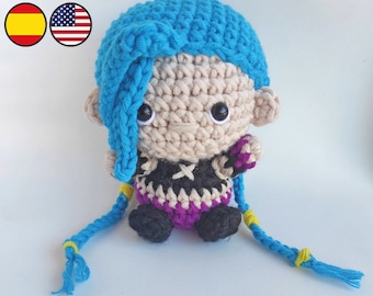 Amigurumis PATTERN chibi anime gamer crochet doll, character Galencaixe