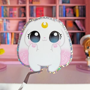 Adesivo a forma di coniglio con costellazione lunare, adesivo in vinile glitterato per cancelleria kawaii Galencaixe