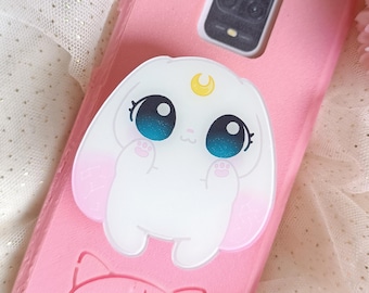 Phone Grip Bunny Moony Cute Phone Holder, Aesthetic Phone Charm, Kawaii Phone Grip Galencaixe