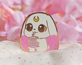 Moon Bunny Galaxy with Little Evil Juice - Hard Enamel Pin - Anime Manga Cute Kawaii Moony