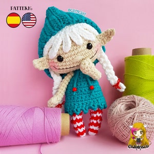 Pattern Amigurumi Duendelfilla PDF TUTORIAL - Crochet PATTERN Duendecilla Christmas Elf, Doll Elf, Sprite