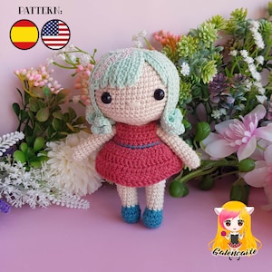 Pattern Amigurumi Basic doll PDF TUTORIAL - Crochet PATTERN doll chibi, Doll red dress