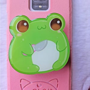Handygriff Frosch mit Messer Süßer Handyhalter, Ästhetischer Handyanhänger, Kawaii Frosch Handygriff Galen.Draws