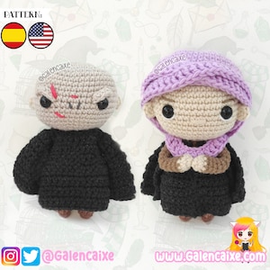 Amigurumi PATTERN crochet doll witch pattern dark master villain two faces wizards college - PDF TUTORIAL in English and Spanish Galencaixe