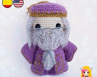 Amigurumi PATROON haakpatroon pop tovenaar schooldirecteur tovenaars - PDF TUTORIAL in het Engels en Spaans Galencaixe