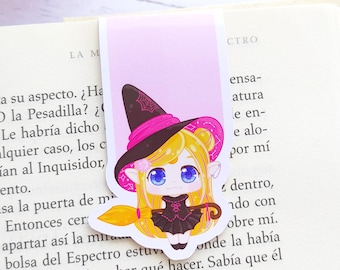 Magnetic Bookmark Witch chibi Halloween Meigas Galen.Draws