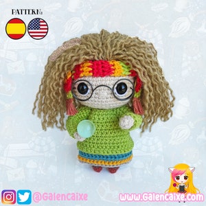 Amigurumi PATTERN crochet doll Witch Divination Teacher Patricia crochet pattern- PDF TUTORIAL in English (us terms) and Spanish Galencaixe