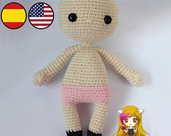Amigurumi doll Base body PDF TUTORIAL - Crochet PATTERN base body doll basic