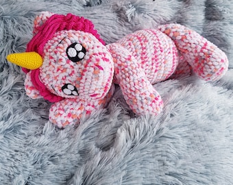 Crochet Unicorn, Chubby Unicorn, Amigurumi Unicorn Doll Unicorn rainbow plush animal with free shipping