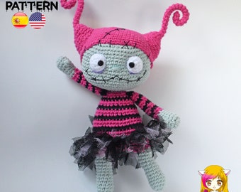 Pattern Amigurumi Zombirina PDF TUTORIAL - Crochet PATTERN Zombirina