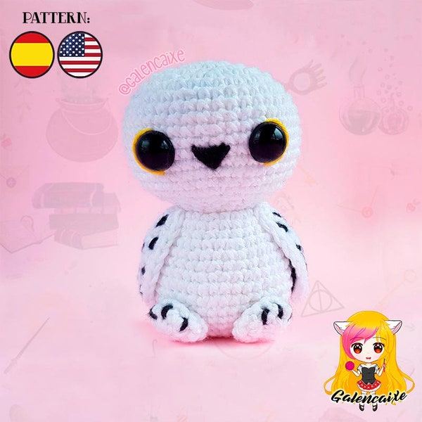 Amigurumi PATRON Muñeco de ganchillo buho estudiante lechuza Patrón de ganchillo - PDF TUTORIAL en Ingles y Español Galencaixe