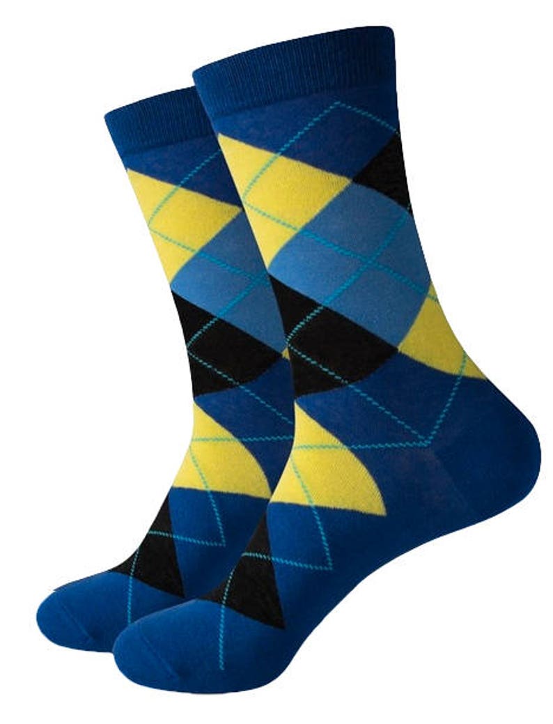 Matching Mens Socks Bowtie & Pocket Square Yellow Blue Aqua - Etsy
