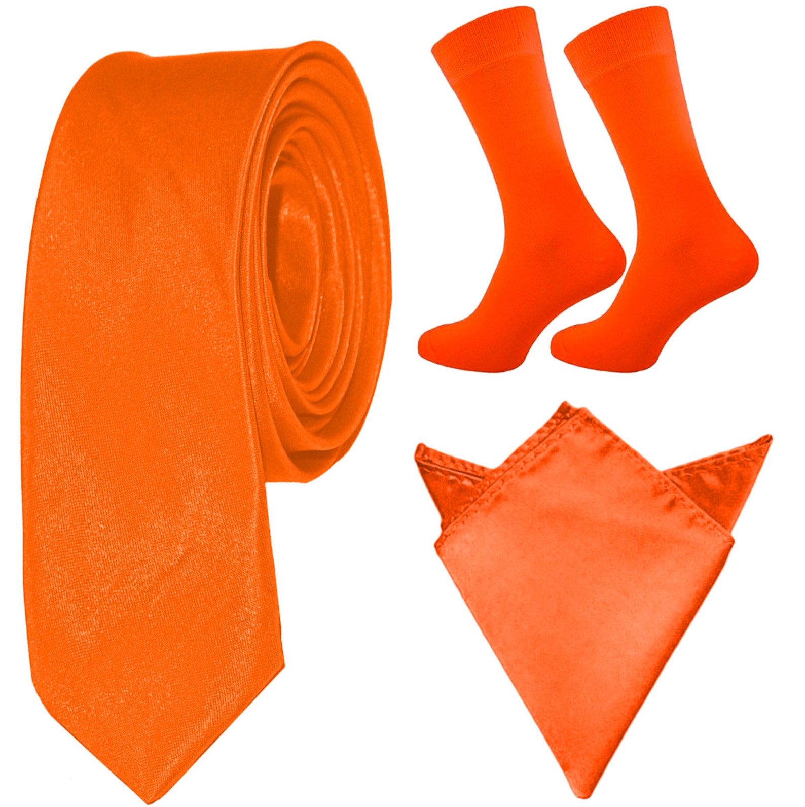 Matching Mens Orange Socks Tie & Pocket Square Neon Orange Etsy
