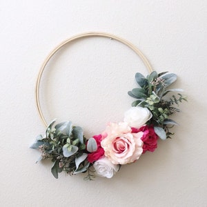 Couronne d&#39;été, couronne de fleurs, couronne de porte d&#39;entrée, décoration de chambre d&#39;enfant, couronne de cerceau moderne, couronne toute l&#39;année, couronne moderne, décoration minimaliste