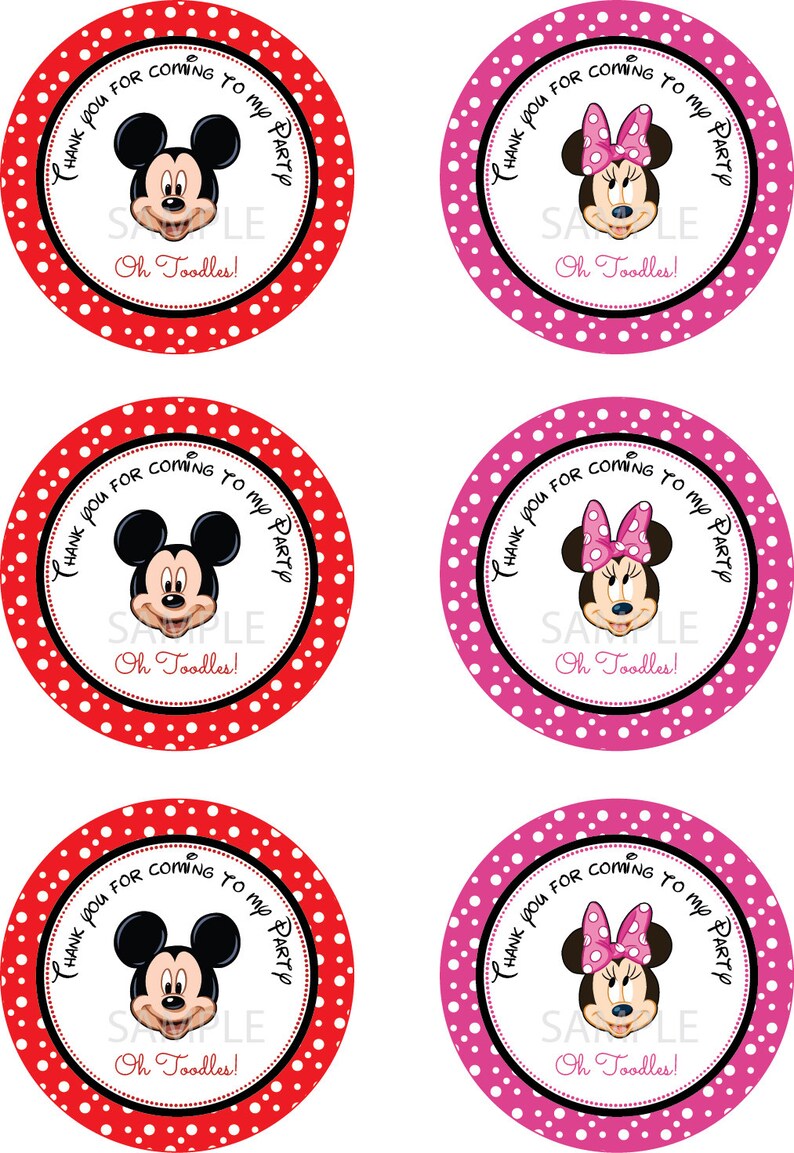Minnie mouse thank you labels