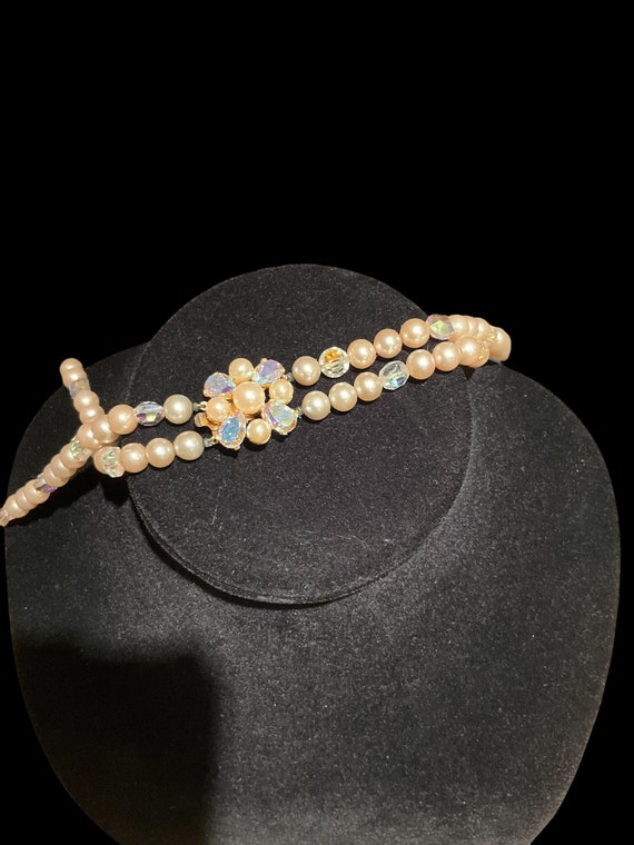 Marvella double strand faux pearl and aurora bore… - image 5