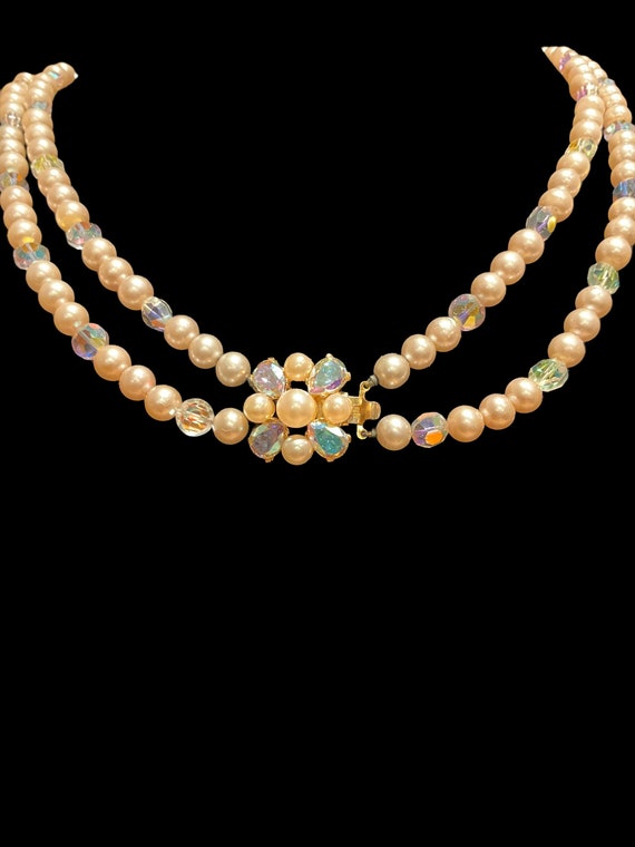 Marvella double strand faux pearl and aurora bore… - image 1