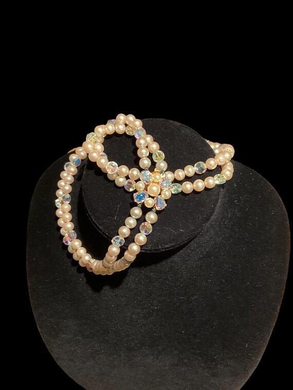 Marvella double strand faux pearl and aurora bore… - image 3
