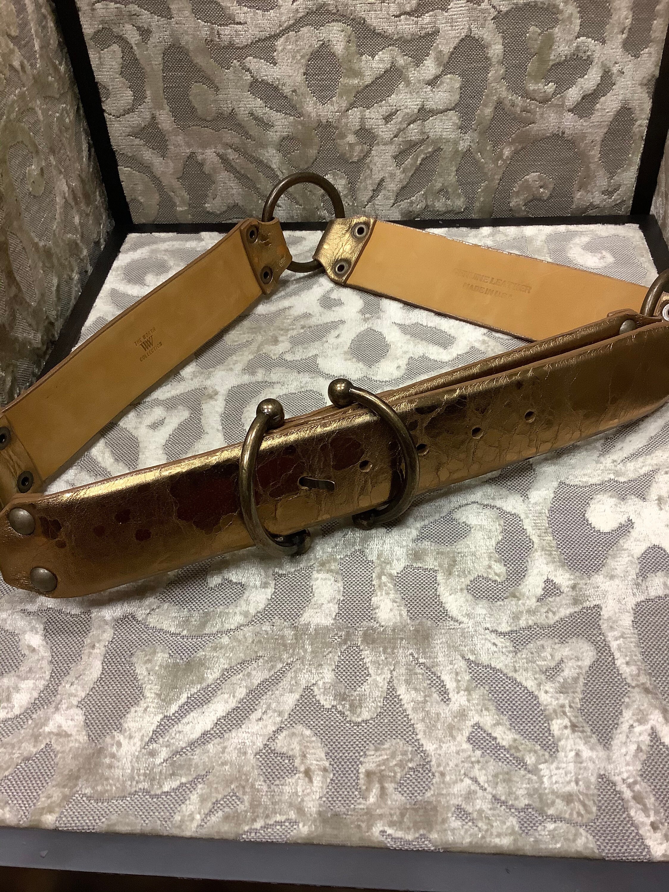 Vintage The Worth Collection White Bow Leather Belt Vintage 90s White Leather Belt With Large Gold Art Deco  main image 4