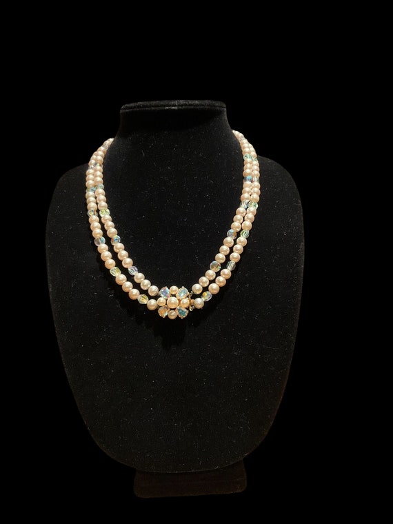 Marvella double strand faux pearl and aurora bore… - image 2
