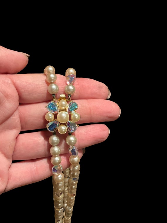 Marvella double strand faux pearl and aurora bore… - image 9