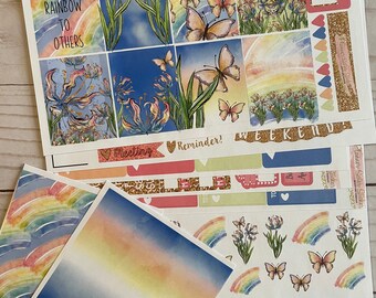 Opaco! Farfalla arcobaleno, settimanale, ispirato, a tema, set di adesivi per pianificatori, Erin Condren, ECLP, Kikki K, PPP, MAMBI, Happy Planner, Filofax