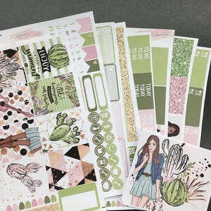 Matt! Kakteen, wöchentliche, inspiriert, thematisch, Planer Aufkleber Sets, Erin Condren, ECLP, Kikki K, PPP, MAMBI, Happy Planner, Filofax