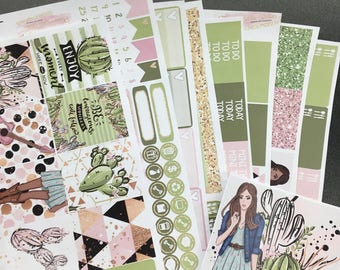 Matte! Cactus, Settimanale, Ispirato, A tema, Set di adesivi per planner, Erin Condren, ECLP, Kikki K, PPP, MAMBI, Happy Planner, Filofax