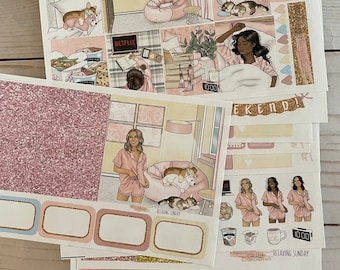Matte! Rilassante domenica, settimanale, ispirato, a tema, set di adesivi per planner, Erin Condren, ECLP, Kikki K, PPP, MAMBI, Happy Planner, Filofax