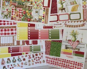 Matte! , Strawberry red, weekly, Inspired, Themed, Planners Stickers Sets, Erin Condren, ECLP, Kikki K, PPP, Happy Planner, Filofax