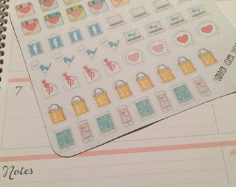 Opaco, Social Media, Ispirato, A tema, Planner, Set di adesivi, Erin Condren, ECLP, Kikki K, PPP, MAMBI, Happy Planner, Filofax, ecc.