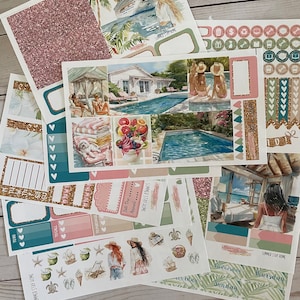 Mat ! Séjour estival à la maison, hebdomadaire, inspiré, à thème, jeux d'autocollants pour agendas, Erin Condren, ECLP, Kikki K, PPP, Mambi, Happy Planner, Filofax