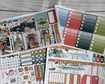 Opaco! , Calendario settimanale natalizio costiero, Set di adesivi per agende ispirati, a tema, Erin Condren, ECLP, Kikki K, PPP, Happy Planner, Filofax