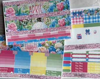April 2 monthly,  Stickers, Headers, Erin Condren, Kikki K, ECLP, PPP, Mambi, Happy Planner, Filofax, Etc., Planner Sticker Set