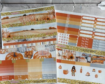 Ottobre mensile, Adesivi, Intestazioni, Erin Condren, Kikki K, ECLP, PPP, Mambi, Happy Planner, Filofax, ecc., Set di adesivi per agenda