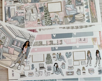 Matte! Tempo a casa, Settimanale, Ispirato, A tema, Set di adesivi per planner, Erin Condren, ECLP, Kikki K, PPP, MAMBI, Happy Planner, Filofax