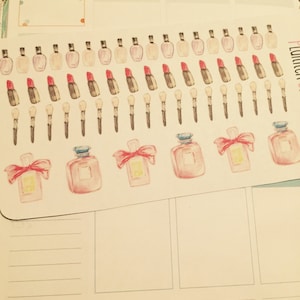 Hand Drawn Makeup Themed Planner Stickers, Erin Condren, ECLP, Kikki K, PPP, MAMBI, Happy Planner, Filofax, Etc., Planner Sticker Set