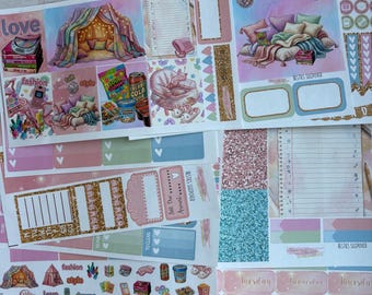 Matte! , besties sleepover, weekly, Inspired, Themed, Planners Stickers Sets, Erin Condren, ECLP, Kikki K, PPP, Happy Planner, Filofax