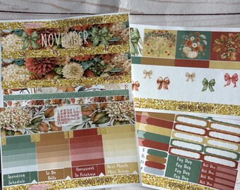 Novembre mensile, Adesivi, Intestazioni, Erin Condren, Kikki K, ECLP, PPP, Mambi, Happy Planner, Filofax, ecc., Set di adesivi per agenda