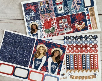 Matte! Blue floral, Weekly, Inspired, Themed, Planners Stickers Sets, Erin Condren, ECLP, Kikki K, PPP, Mambi, Happy Planner, Filofax