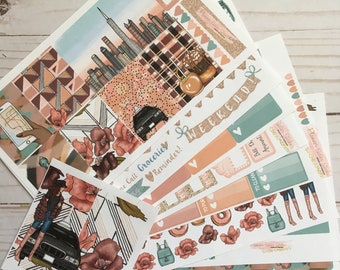 Matte! Cities 2, Settimanale, Ispirato, A tema, Set di adesivi per planner, Erin Condren, ECLP, Kikki K, PPP, MAMBI, Happy Planner, Filofax