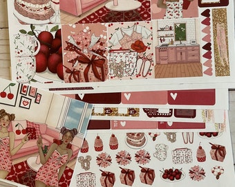 Matte! Cherry red, Weekly, Inspired, Themed, Planners Stickers Sets, Erin Condren, ECLP, Kikki K, PPP, MAMBI, Happy Planner, Filofax