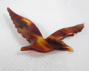 Broche Vintage Oiseau En Lucite - Sérigraphie Années 70 - Bon état, Pièce Collector