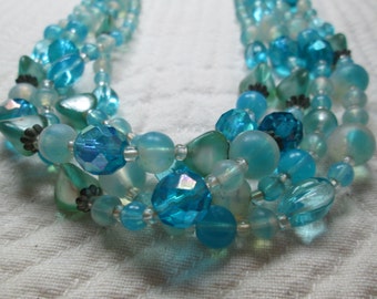 Vintage Glass and Crystal Necklace and Earrings Western Germany