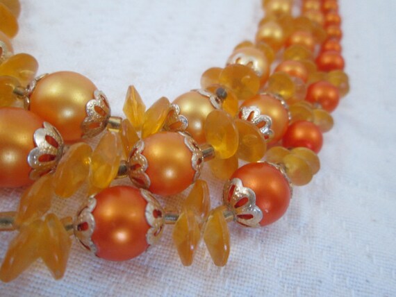 Vintage 1950s Beaded Necklace Gorgeous Apricot Co… - image 2