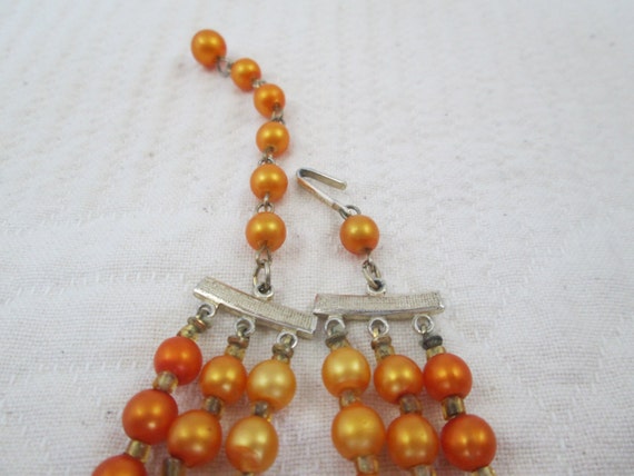 Vintage 1950s Beaded Necklace Gorgeous Apricot Co… - image 4